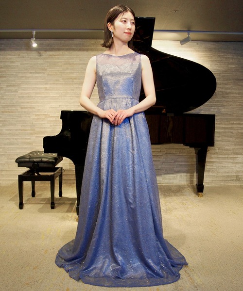 AIMER(エメ)の「【WEB限定】演奏会用グリッターレースノースリーブロングドレス(ドレス・レディース・パープル系その他/ブラウン/サーモンピンク・LARGE/MEDIUM)」の2枚目の写真