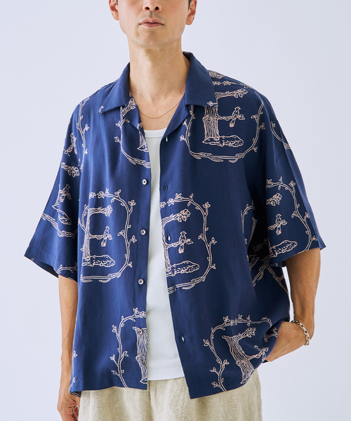 EDIFICE（エディフィス）の「※インディア ブロック プリント シャツ（シャツ/ブラウス・メンズ・ホワイト/ホワイト系その他/ネイビー/ダークブルー・MEDIUM/LARGE）」の4枚目の写真