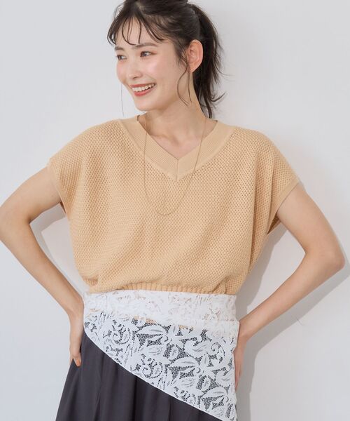 le.coeur blanc(ルクールブラン)の「【手洗い可】柄編みVネックプルオーバー(ニット/セーター・レディース・ブラウン/オフホワイト/オレンジ・38)」の19枚目の写真