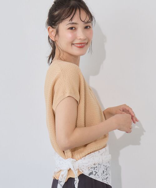 le.coeur blanc(ルクールブラン)の「【手洗い可】柄編みVネックプルオーバー(ニット/セーター・レディース・ブラウン/オフホワイト/オレンジ・38)」の20枚目の写真