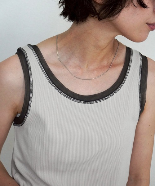 gossara(ゴサラ)の「【一枚でもインナーでも活躍】リブ×チュールトリミングタンク(タンクトップ・レディース・ライトベージュ/アイボリー/チャコールグレー/ブラウン・FREE)」の10枚目の写真