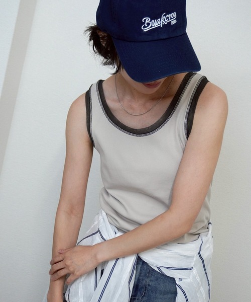 gossara(ゴサラ)の「【一枚でもインナーでも活躍】リブ×チュールトリミングタンク(タンクトップ・レディース・ライトベージュ/アイボリー/チャコールグレー/ブラウン・FREE)」の5枚目の写真