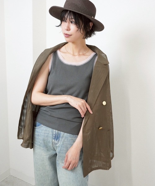 gossara(ゴサラ)の「【一枚でもインナーでも活躍】リブ×チュールトリミングタンク(タンクトップ・レディース・ライトベージュ/アイボリー/チャコールグレー/ブラウン・FREE)」の17枚目の写真