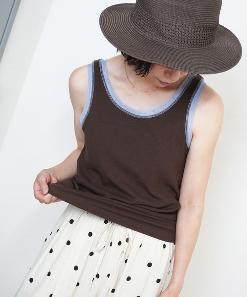 gossara(ゴサラ)の「【一枚でもインナーでも活躍】リブ×チュールトリミングタンク(タンクトップ・レディース・ライトベージュ/アイボリー/チャコールグレー/ブラウン・FREE)」の19枚目の写真