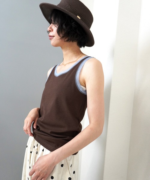 gossara(ゴサラ)の「【一枚でもインナーでも活躍】リブ×チュールトリミングタンク(タンクトップ・レディース・ライトベージュ/アイボリー/チャコールグレー/ブラウン・FREE)」の21枚目の写真