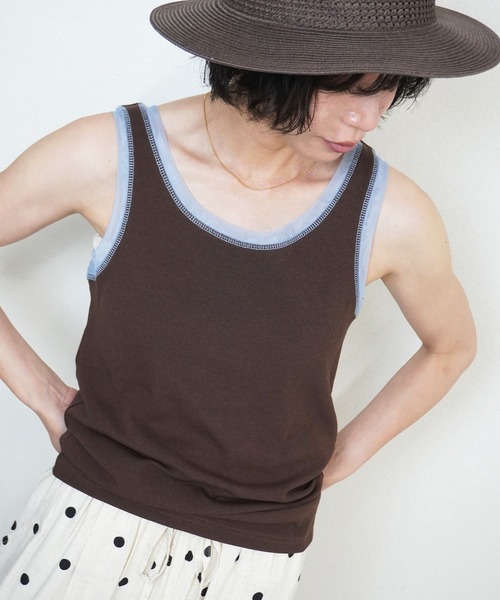 gossara(ゴサラ)の「【一枚でもインナーでも活躍】リブ×チュールトリミングタンク(タンクトップ・レディース・ライトベージュ/アイボリー/チャコールグレー/ブラウン・FREE)」の20枚目の写真