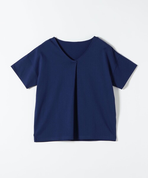 quaranciel(カランシエル)の「quaranciel:〈接触冷感/汗染み防止加工/洗濯機可能〉Vネック タック ハーフスリーブ TEE(Tシャツ/カットソー・レディース・ホワイト/ブラック/ブルー・ONE SIZE)」の21枚目の写真