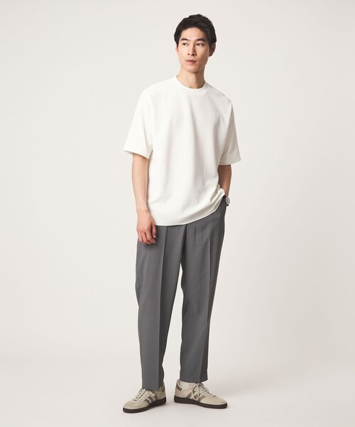 green label relaxing(グリーンレーベルリラクシング)の「Somarti ワッフル クルーネック 半袖 Tシャツ -遮熱・UVカット・吸水速乾-(Tシャツ/カットソー・メンズ・ホワイト/オレンジ/ダークグレー・XL/S/M/L)」の5枚目の写真
