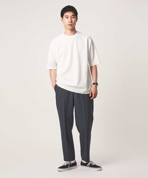 green label relaxing(グリーンレーベルリラクシング)の「Somarti ワッフル クルーネック 半袖 Tシャツ -遮熱・UVカット・吸水速乾-(Tシャツ/カットソー・メンズ・ホワイト/オレンジ/ダークグレー・XL/S/M/L)」の6枚目の写真