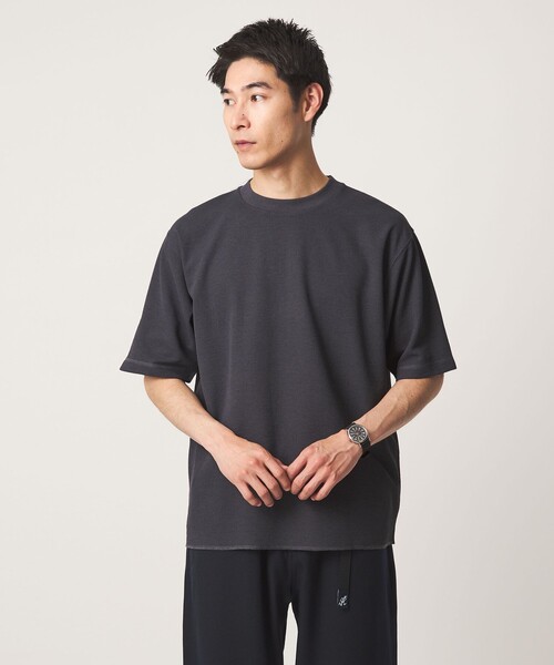 green label relaxing(グリーンレーベルリラクシング)の「Somarti ワッフル クルーネック 半袖 Tシャツ -遮熱・UVカット・吸水速乾-(Tシャツ/カットソー・メンズ・ホワイト/オレンジ/ダークグレー・XL/S/M/L)」の7枚目の写真
