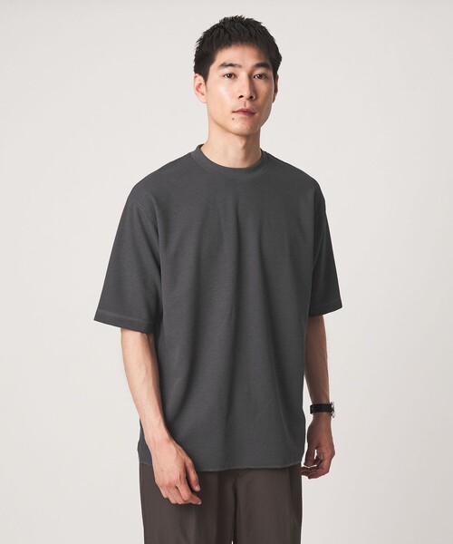 green label relaxing(グリーンレーベルリラクシング)の「Somarti ワッフル クルーネック 半袖 Tシャツ -遮熱・UVカット・吸水速乾-(Tシャツ/カットソー・メンズ・ホワイト/オレンジ/ダークグレー・XL/S/M/L)」の9枚目の写真