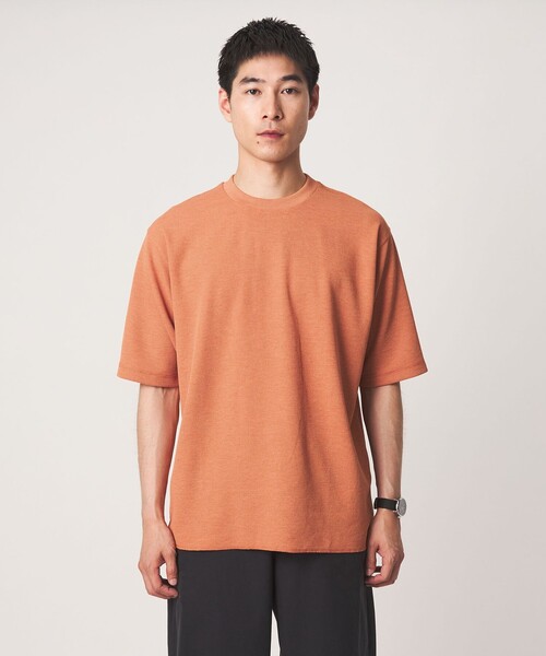 green label relaxing(グリーンレーベルリラクシング)の「Somarti ワッフル クルーネック 半袖 Tシャツ -遮熱・UVカット・吸水速乾-(Tシャツ/カットソー・メンズ・ホワイト/オレンジ/ダークグレー・XL/S/M/L)」の11枚目の写真