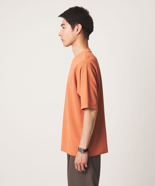 green label relaxing(グリーンレーベルリラクシング)の「Somarti ワッフル クルーネック 半袖 Tシャツ -遮熱・UVカット・吸水速乾-(Tシャツ/カットソー・メンズ・ホワイト/オレンジ/ダークグレー・XL/S/M/L)」の15枚目の写真