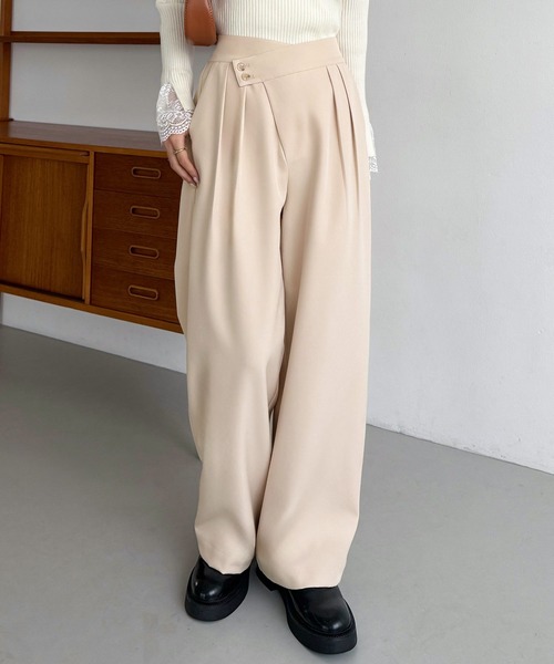 callautia（カラウティア）の「アシメデザインタックパンツ(裏無し)（スラックス・レディース・チャコール/ブラック/ライトベージュ・LARGE/MEDIUM/SMALL）」の8枚目の写真