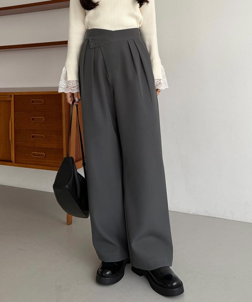 callautia（カラウティア）の「アシメデザインタックパンツ(裏無し)（スラックス・レディース・チャコール/ブラック/ライトベージュ・LARGE/MEDIUM/SMALL）」の14枚目の写真