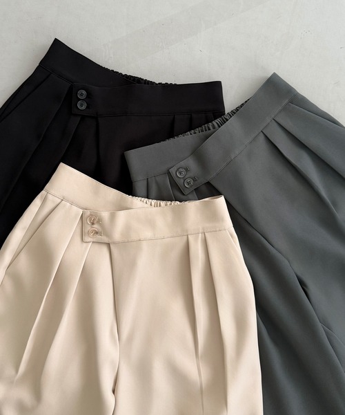 callautia（カラウティア）の「アシメデザインタックパンツ(裏無し)（スラックス・レディース・チャコール/ブラック/ライトベージュ・LARGE/MEDIUM/SMALL）」の16枚目の写真