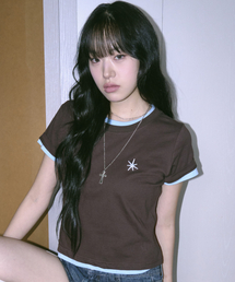 UNTITLED SEOUL | アンタイトルレイヤードクロップ半袖ブラウン(Tシャツ/カットソー)