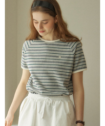 ヘリーストライプラグランTシャツ - メランジグレー