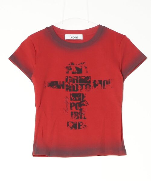 .KOM(ドットコム)の「A'GEM/9 × .kom 『.KOM/ドットケーオーエム』 ヴィンテージクロスグラフィックベビーTシャツ(Tシャツ/カットソー・レディース・ブラック/レッド/ホワイト・FREE)」の18枚目の写真