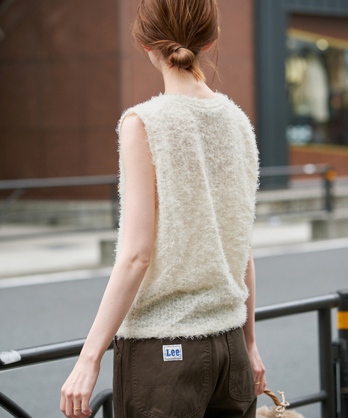 TEAK(ティーク)の「TEAK/ティーク SLOBE別注 シャギーTOPS(その他トップス・レディース・アイボリー/ブラック・FREE)」の3枚目の写真