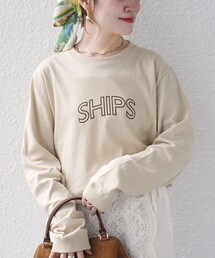 【WEB限定】 SHIPS ラウンド プリント ロゴ ロングスリーブ TEE