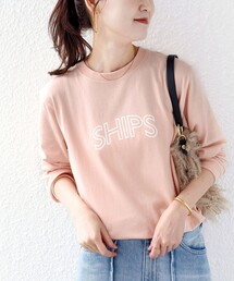 【WEB限定】 SHIPS ラウンド プリント ロゴ ロングスリーブ TEE