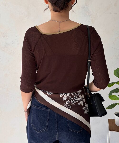 Chez toi(シェトワ)の「アシメスクエアーシアープルオーバー(Tシャツ/カットソー・レディース・オフホワイト/ブラック/ブラウン・FREE)」の8枚目の写真