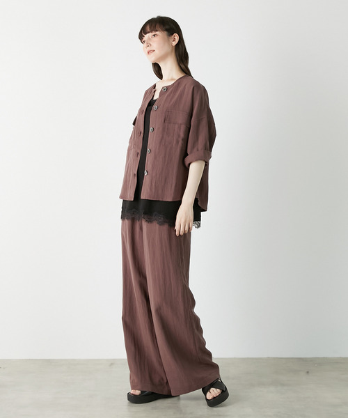 LOGEMENT DE CLAIRE(ロジュモンドクレール)の「ノーカラードルマンシャケット(ノーカラージャケット・レディース・ブラック/ブラウン/チャコールグレー・FREE)」の5枚目の写真