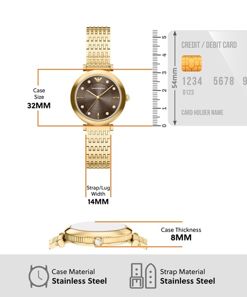 EMPORIO ARMANI（エンポリオアルマーニ）の「エンポリオ・アルマーニ 腕時計 レディース アナログ ステンレス AR11810（アナログ腕時計・レディース・ゴールド・FREE）」の5枚目の写真