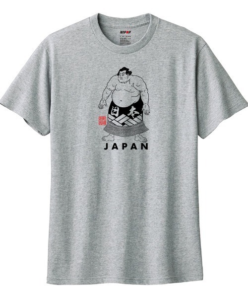 NIPOP（ニポップ）の「NIPOP（ニポップ） 半袖Tシャツ 力士 相撲 ロゴ イラスト プリント インバウンド お土産 カットソー メンズ ユニセックス（Tシャツ/カットソー・メンズ・ヘザーグレー/ブラック/ホワイト・S/XS/XL/L/M）」の3枚目の写真