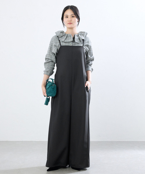 IENA(イエナ)の「ウォッシャブルドロスト サロペット(サロペット/オーバーオール・レディース・グレー/ブラック・36/38)」の3枚目の写真
