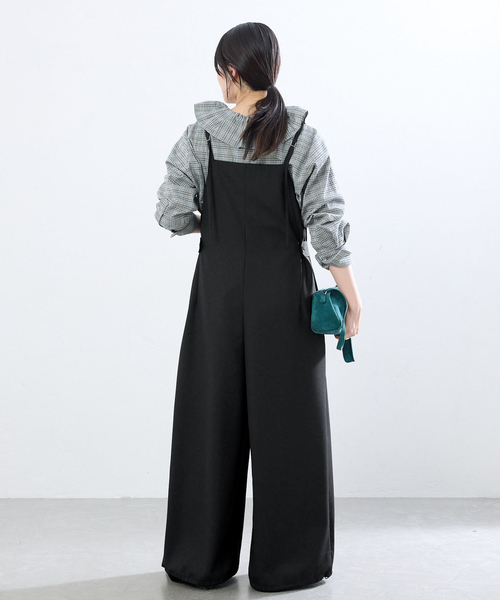 IENA(イエナ)の「ウォッシャブルドロスト サロペット(サロペット/オーバーオール・レディース・グレー/ブラック・36/38)」の7枚目の写真