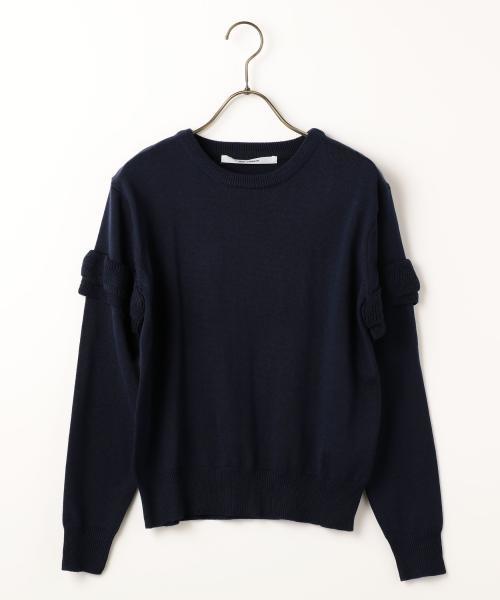 RAY CASSIN（レイカズン）の「フリルプルオーバー（ニット/セーター・レディース・オフホワイト/ピンク/ネイビー・FREE）」の2枚目の写真