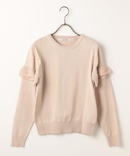 RAY CASSIN（レイカズン）の「フリルプルオーバー（ニット/セーター・レディース・オフホワイト/ピンク/ネイビー・FREE）」の3枚目の写真