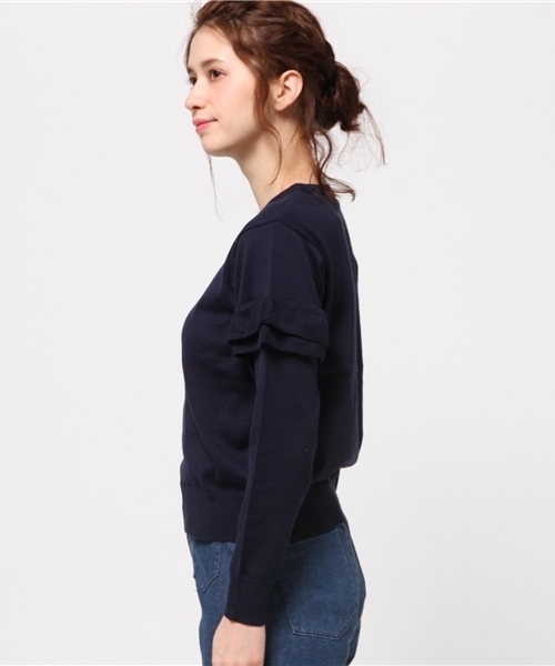 RAY CASSIN（レイカズン）の「フリルプルオーバー（ニット/セーター・レディース・オフホワイト/ピンク/ネイビー・FREE）」の5枚目の写真