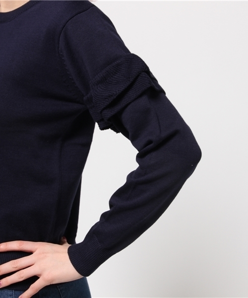 RAY CASSIN（レイカズン）の「フリルプルオーバー（ニット/セーター・レディース・オフホワイト/ピンク/ネイビー・FREE）」の8枚目の写真