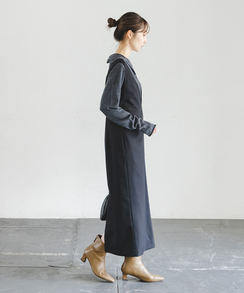 Noble（ノーブル）の「《WEB&一部店舗限定追加》ストレートVネックワンピース（ワンピース・レディース・ブラック/ブラウン・38/36）」の13枚目の写真