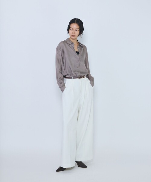 1er Arrondissement(プルミエアロンディスモン)の「キュプラフィブリルレギュラーカラーシャツ(シャツ/ブラウス・レディース・ブラック/ブラウン/グレイッシュベージュ・38/36)」の10枚目の写真