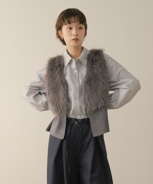 Bou Jeloud(ブージュルード)の「ファーニットコンビジレ(その他アウター・レディース・ベージュ/グレー・FREE)」の12枚目の写真