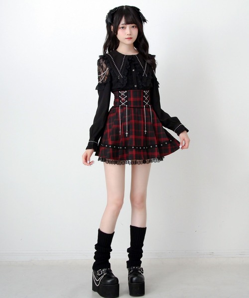 DearMyLove(ディアマイラブ)の「角襟クロススタッズ十字架レースチェーンブラウス(シャツ/ブラウス・レディース・ブラック/パープル/ボルドー・MEDIUM/LARGE/3L)」の11枚目の写真