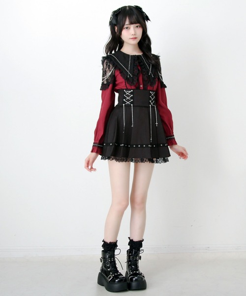 DearMyLove(ディアマイラブ)の「角襟クロススタッズ十字架レースチェーンブラウス(シャツ/ブラウス・レディース・ブラック/パープル/ボルドー・MEDIUM/LARGE/3L)」の15枚目の写真