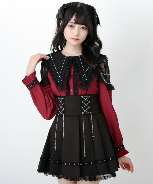 DearMyLove(ディアマイラブ)の「角襟クロススタッズ十字架レースチェーンブラウス(シャツ/ブラウス・レディース・ブラック/パープル/ボルドー・MEDIUM/LARGE/3L)」の18枚目の写真