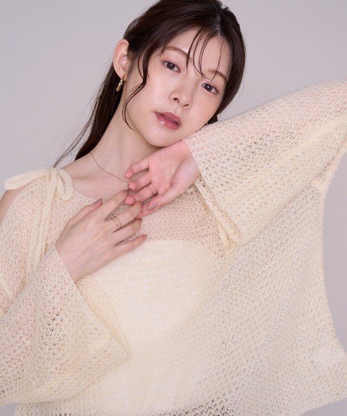MISCH MASCH(ミッシュマッシュ)の「2026秋冬新作 肩リボンゆったりニット(ニット/セーター・レディース・パープル/ベージュ/ホワイト・フリ-)」の17枚目の写真