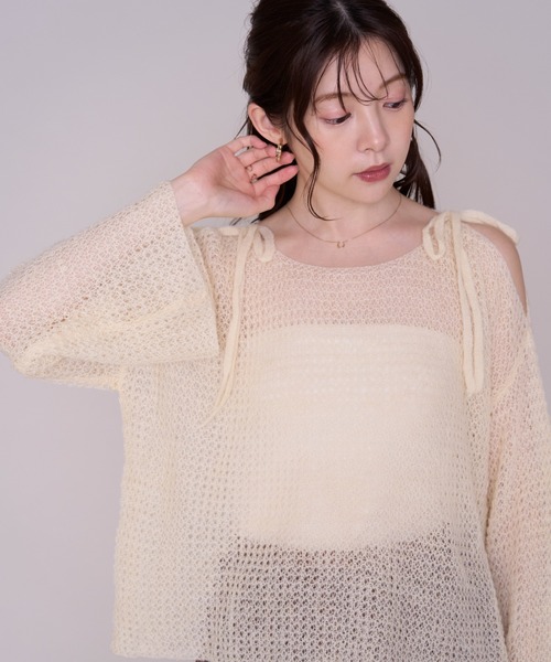 MISCH MASCH(ミッシュマッシュ)の「2026秋冬新作 肩リボンゆったりニット(ニット/セーター・レディース・パープル/ベージュ/ホワイト・フリ-)」の18枚目の写真