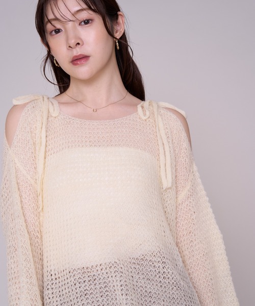 MISCH MASCH(ミッシュマッシュ)の「2026秋冬新作 肩リボンゆったりニット(ニット/セーター・レディース・パープル/ベージュ/ホワイト・フリ-)」の19枚目の写真