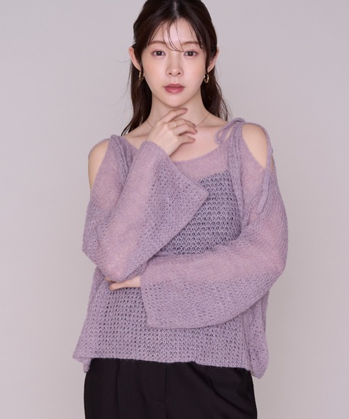 MISCH MASCH(ミッシュマッシュ)の「2026秋冬新作 肩リボンゆったりニット(ニット/セーター・レディース・パープル/ベージュ/ホワイト・フリ-)」の14枚目の写真