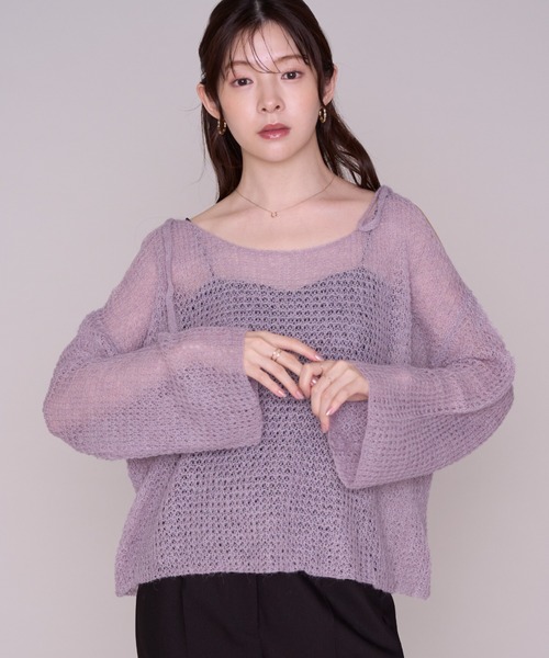 MISCH MASCH(ミッシュマッシュ)の「2026秋冬新作 肩リボンゆったりニット(ニット/セーター・レディース・パープル/ベージュ/ホワイト・フリ-)」の8枚目の写真