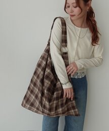 【荷物がたっぷり入る◎】チェック柄ビッグトートバッグ