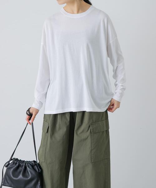 かぐれ（カグレ）の「ハイツイストコットン長袖Tシャツ（Tシャツ/カットソー・レディース・ブラック/オフホワイト/チャコールグレー・FREE）」の4枚目の写真