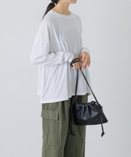 かぐれ（カグレ）の「ハイツイストコットン長袖Tシャツ（Tシャツ/カットソー・レディース・ブラック/オフホワイト/チャコールグレー・FREE）」の5枚目の写真